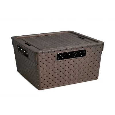 Коробка для хранения квадратная Виолет Береста с крышкой 11л 294x294x151, венге